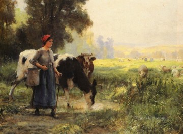 Ganado Vaca Toro Painting - LA VACHERE vida en la granja Realismo Julien Dupre